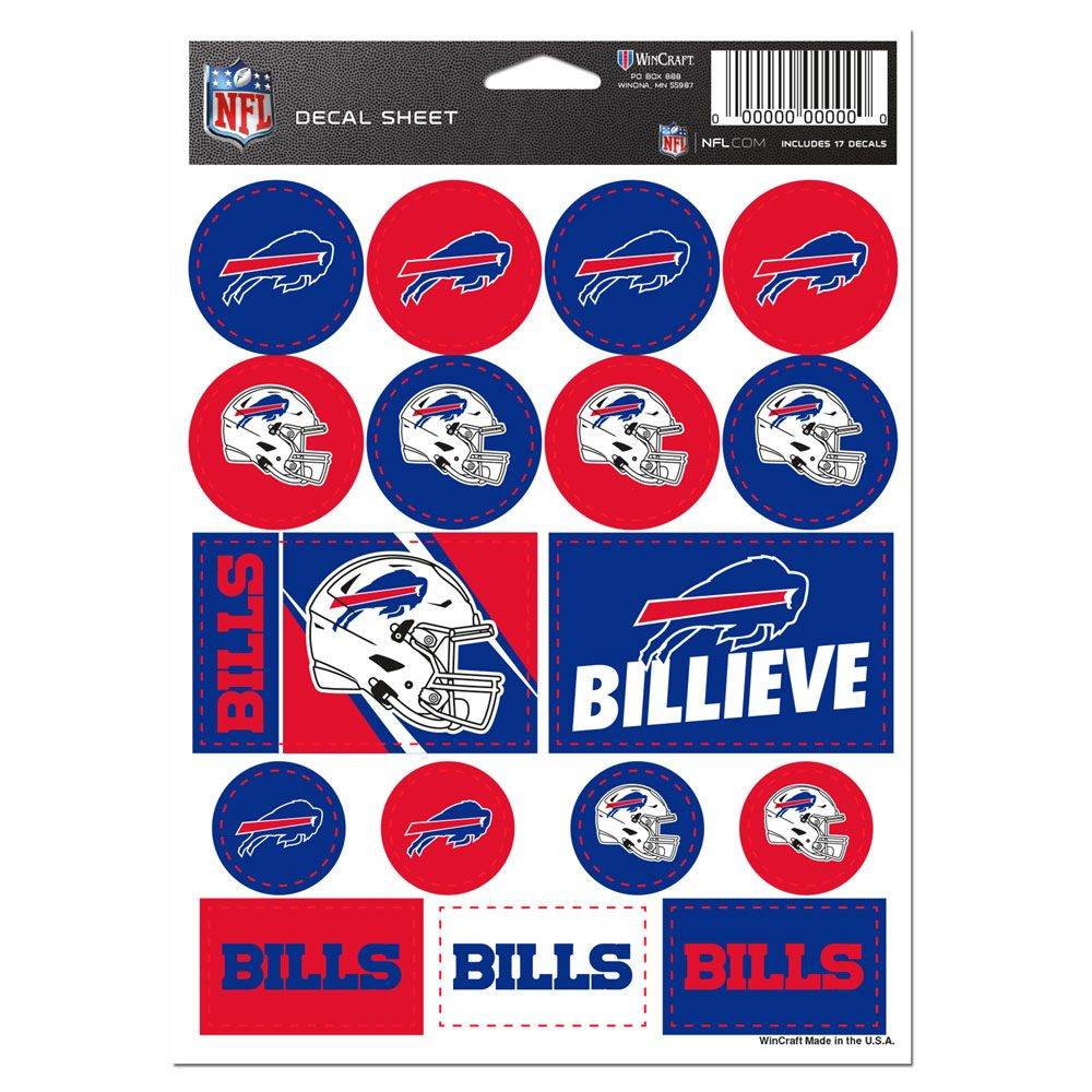 Buffalo Bills Decal Sheet 5x7 Vinyl Sticker Pack Wincraft - ToylandEU