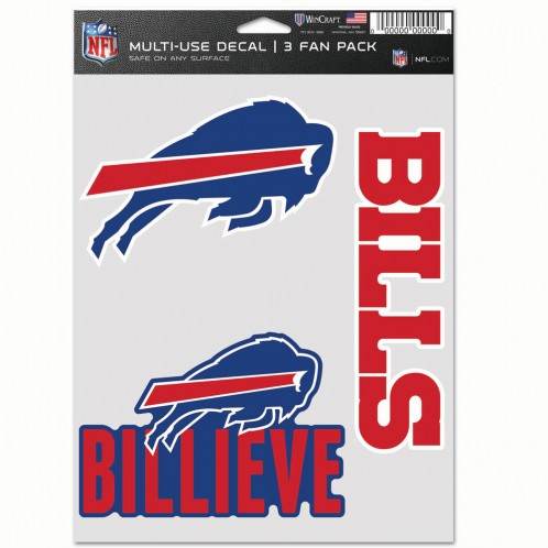 Buffalo Bills Decals 3 Pack Multi Use Removable Reusable - ToylandEU