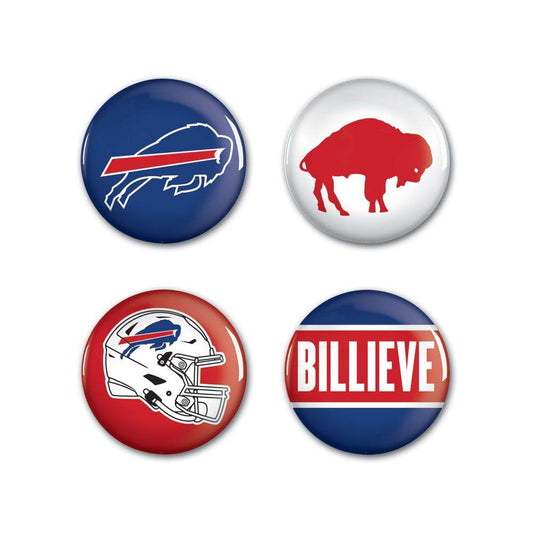 Buffalo Bills Four Pack Button Set Logos Slogans Helmets - ToylandEU