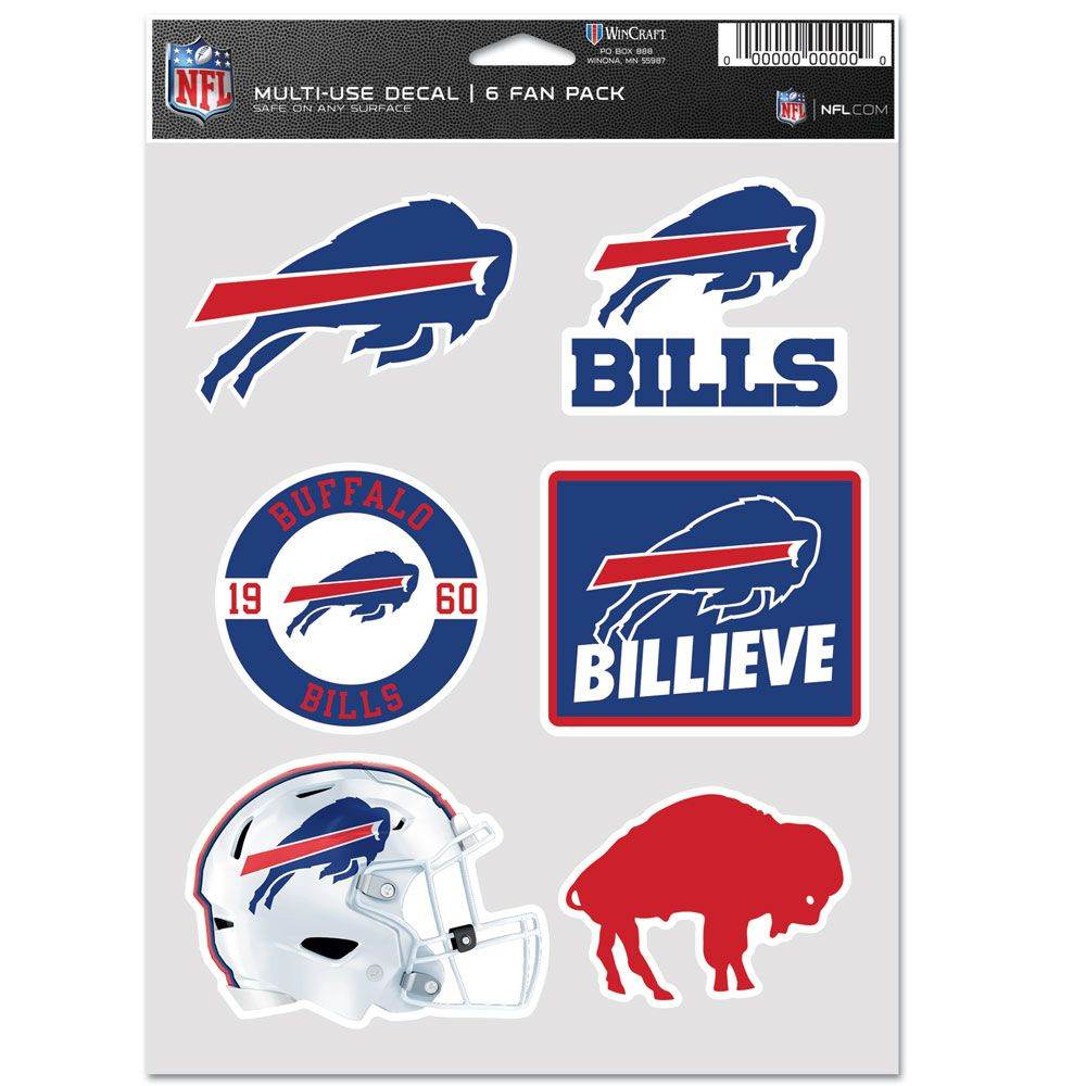 Buffalo Bills Multi Use Fan Decal Pack Six Decals Set - ToylandEU