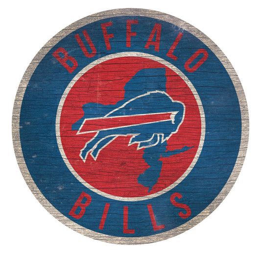 Buffalo Bills Wood Round Sign 12 Inch State Design Premium - ToylandEU