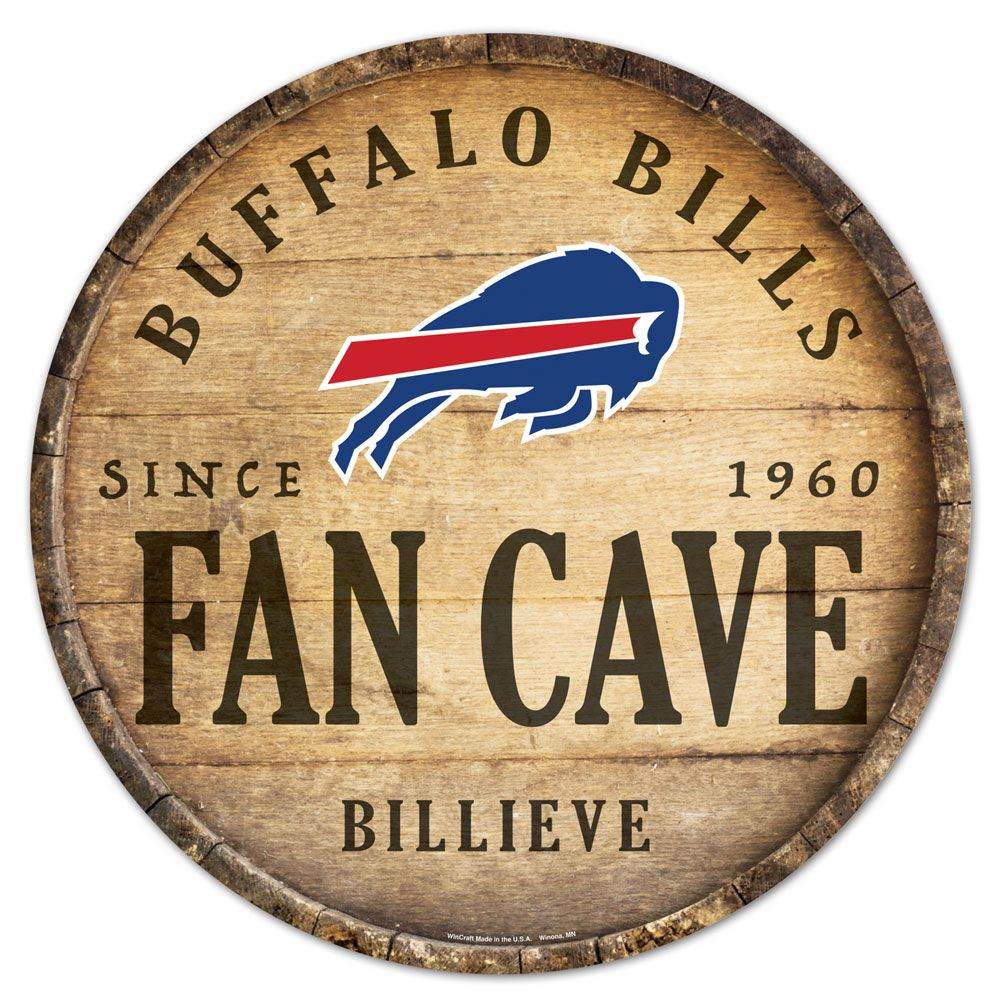 Buffalo Bills Wood Sign 14 Inch Round Barrel Top Decor - ToylandEU