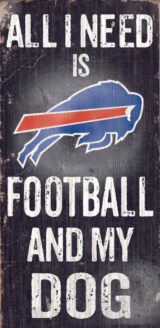 Buffalo Bills Wood Sign Football and Dog 6x12 Inches - ToylandEU