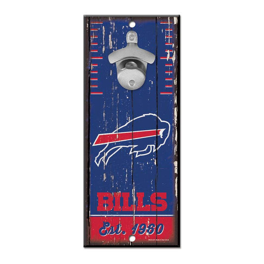 Buffalo Bills Wood Sign With Bottle Opener 5x11 Wall Decor - ToylandEU