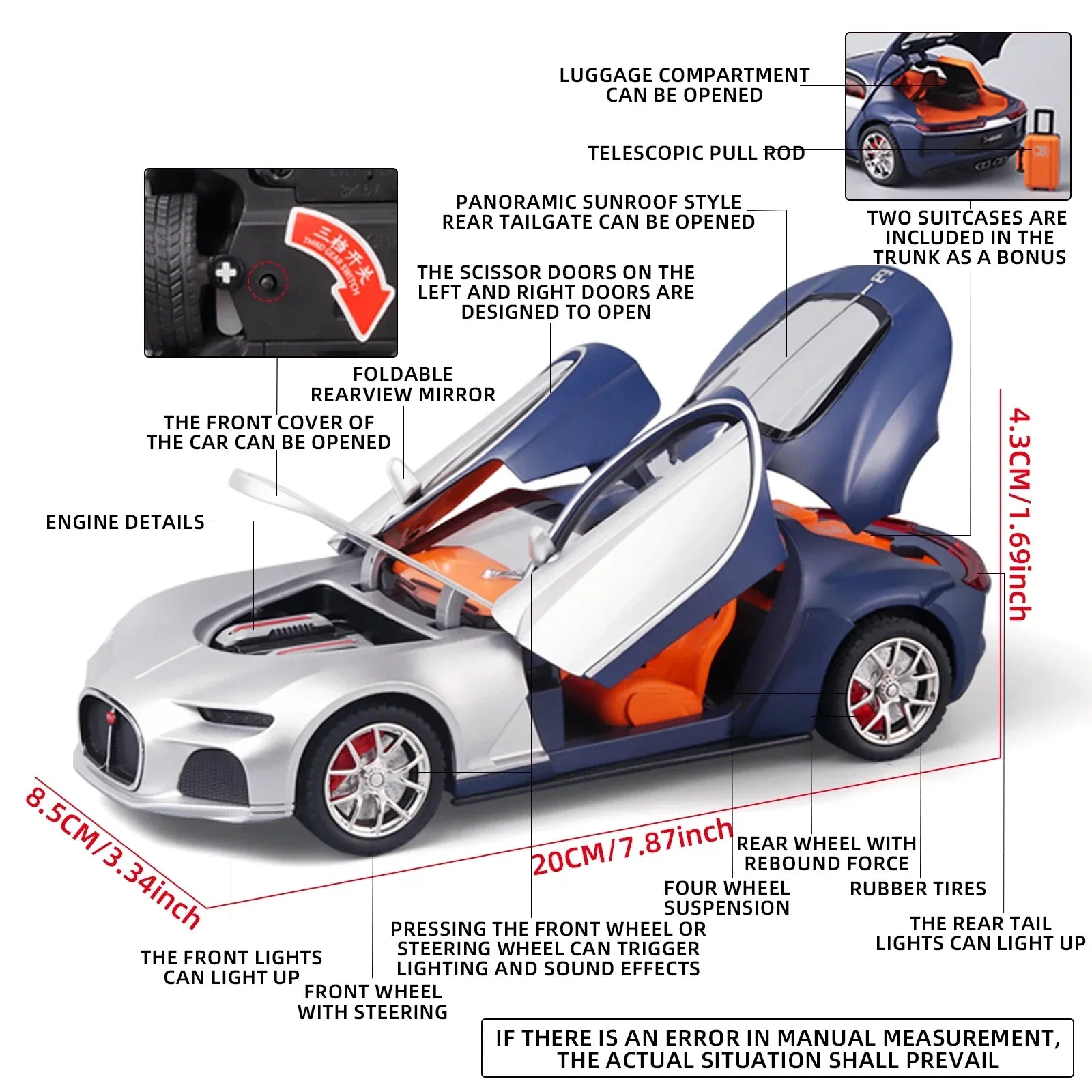 Bugatti Atlantic 1:24 Diecast Alloy Model Car Black - ToylandEU