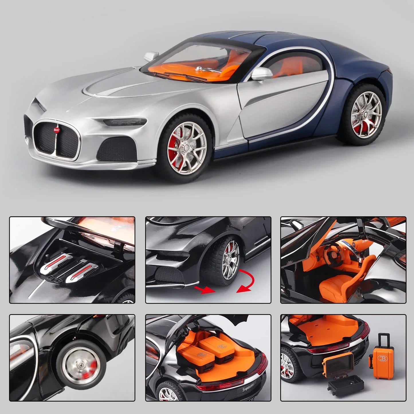 Bugatti Atlantic 1:24 Diecast Alloy Model Car Black - ToylandEU