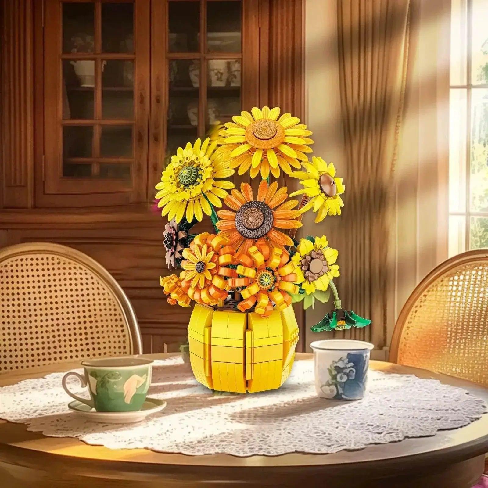  MOC 1009PCS Sunflower Building Blocks Flower Bouquet Vase Model -  ToylandEU™