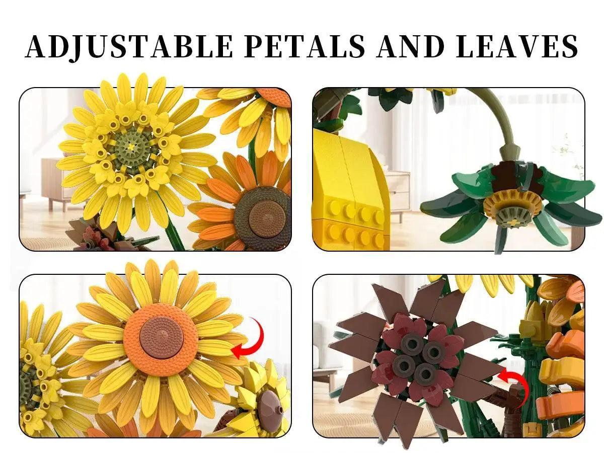  MOC 1009PCS Sunflower Building Blocks Flower Bouquet Vase Model -  ToylandEU™