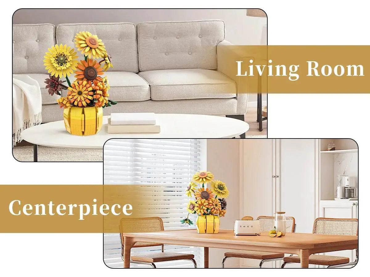 MOC 1009PCS Sunflower Building Blocks Flower Bouquet Vase Model -  ToylandEU™