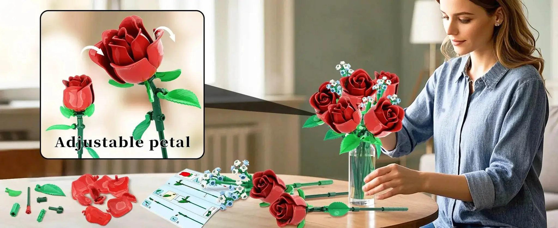  MOC 1009PCS Sunflower Building Blocks Flower Bouquet Vase Model -  ToylandEU™