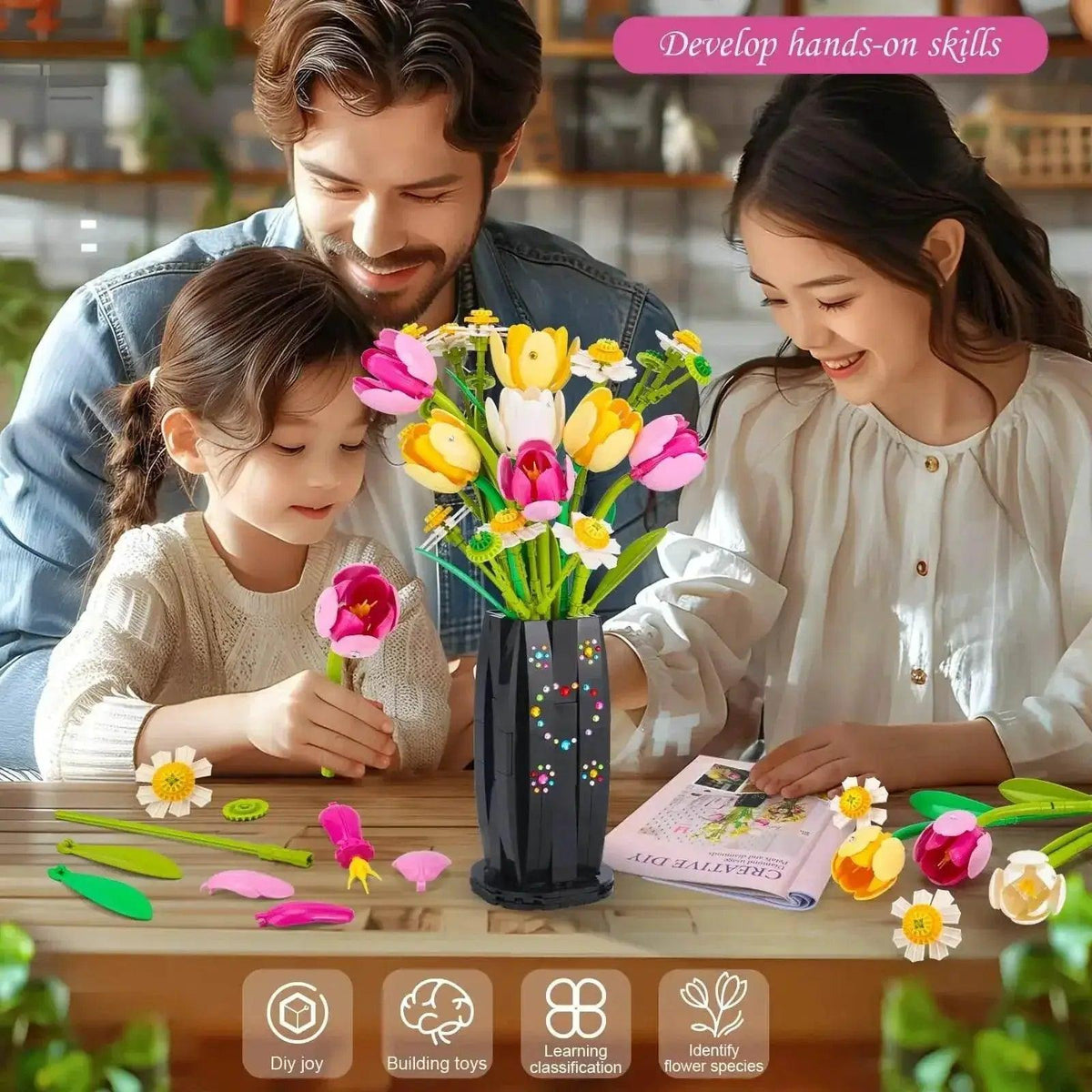  1250PCS Creative DIY Tulips Plant Bouquet Building Set Flowers -  ToylandEU™