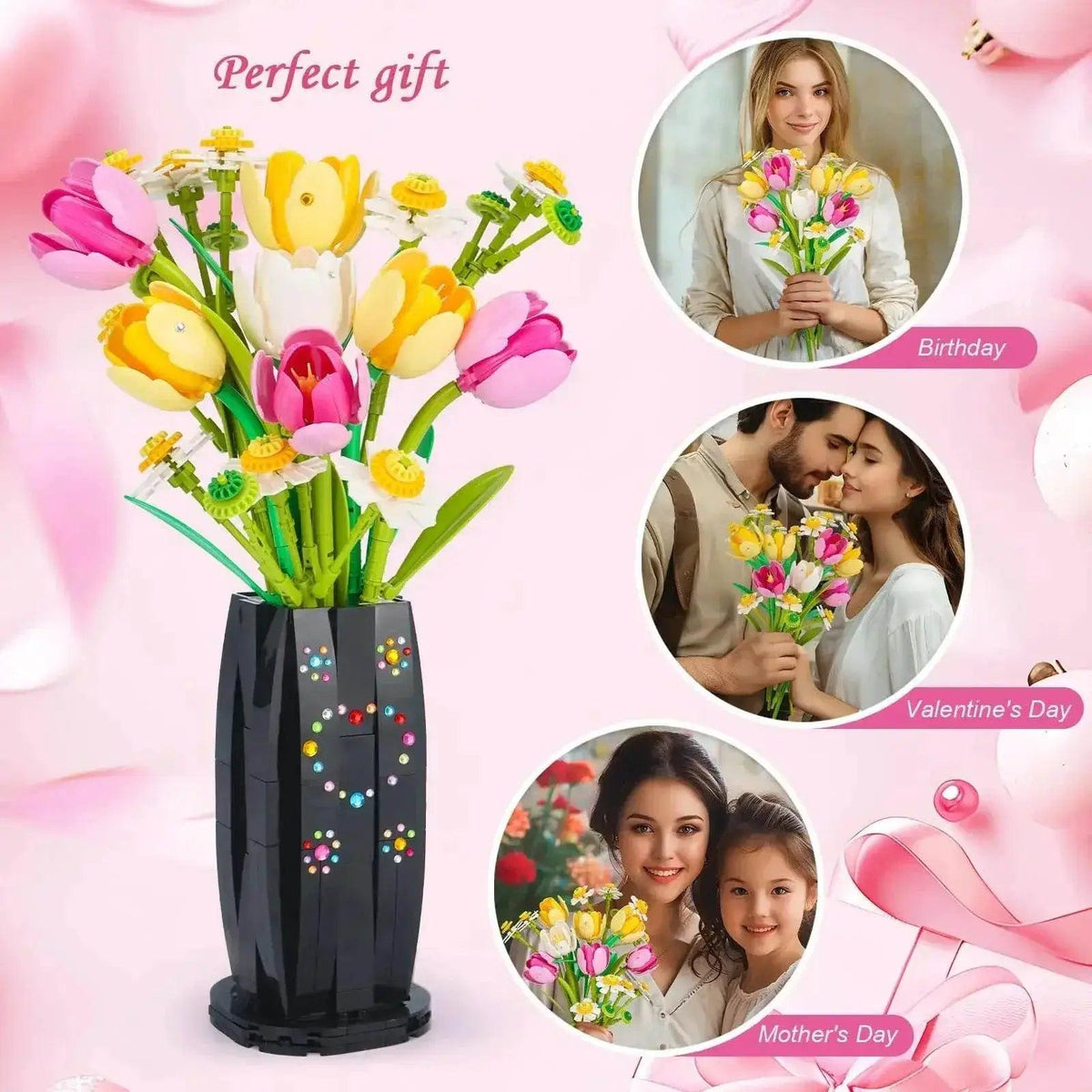  1250PCS Creative DIY Tulips Plant Bouquet Building Set Flowers -  ToylandEU™