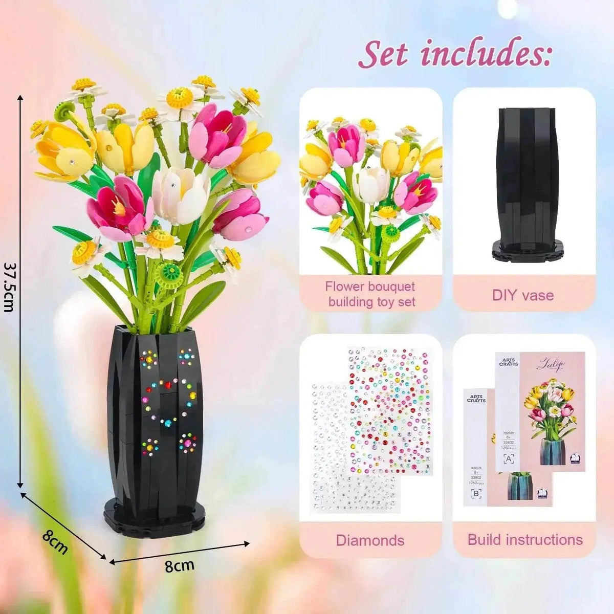 1250PCS Creative DIY Tulips Plant Bouquet Building Set Flowers -  ToylandEU™