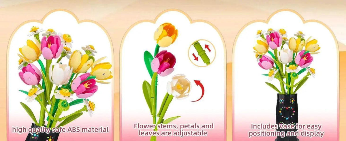  1250PCS Creative DIY Tulips Plant Bouquet Building Set Flowers -  ToylandEU™