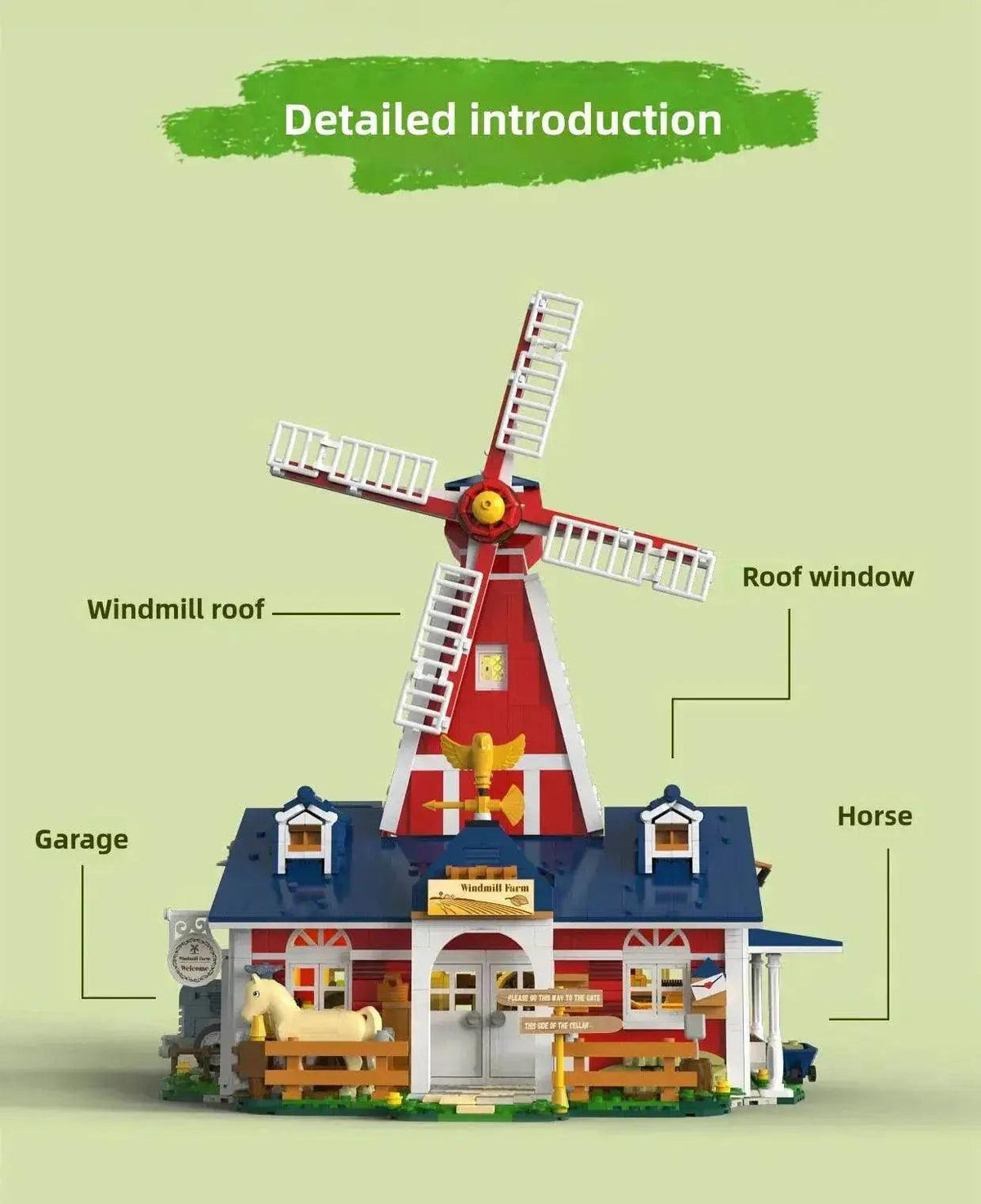  MOC 1810PCS Windmill Farm Building Blocks Set With USB Light -  ToylandEU™