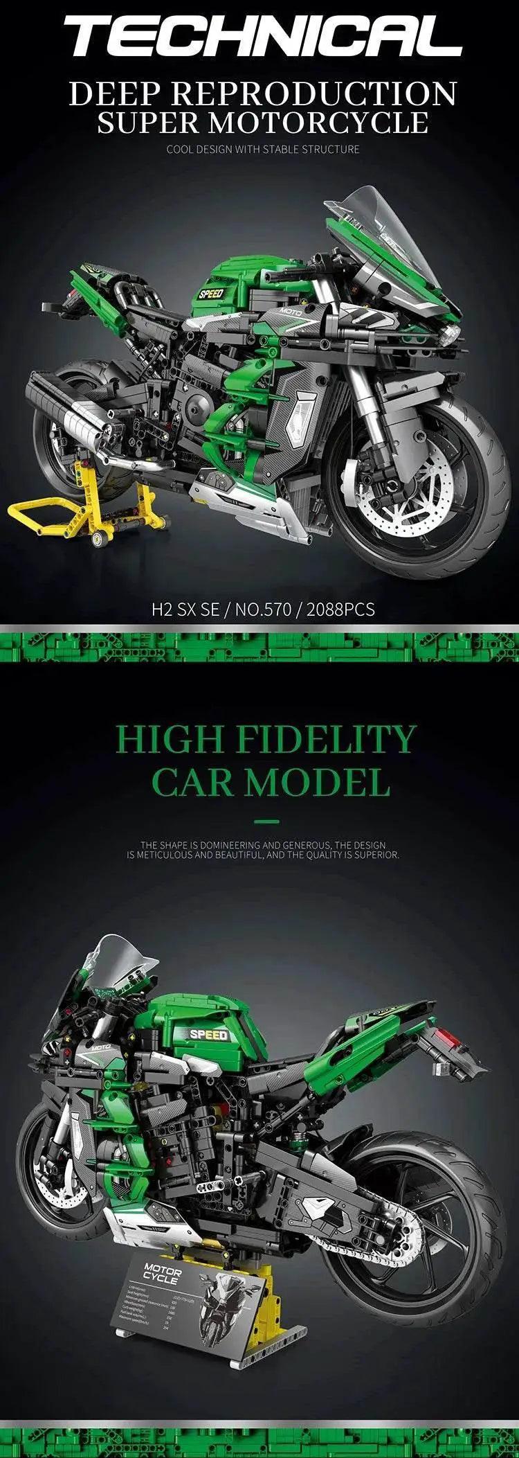  MOC 2088PCS H2 SX Motorcycle Building Blocks City Racing Model -  ToylandEU™