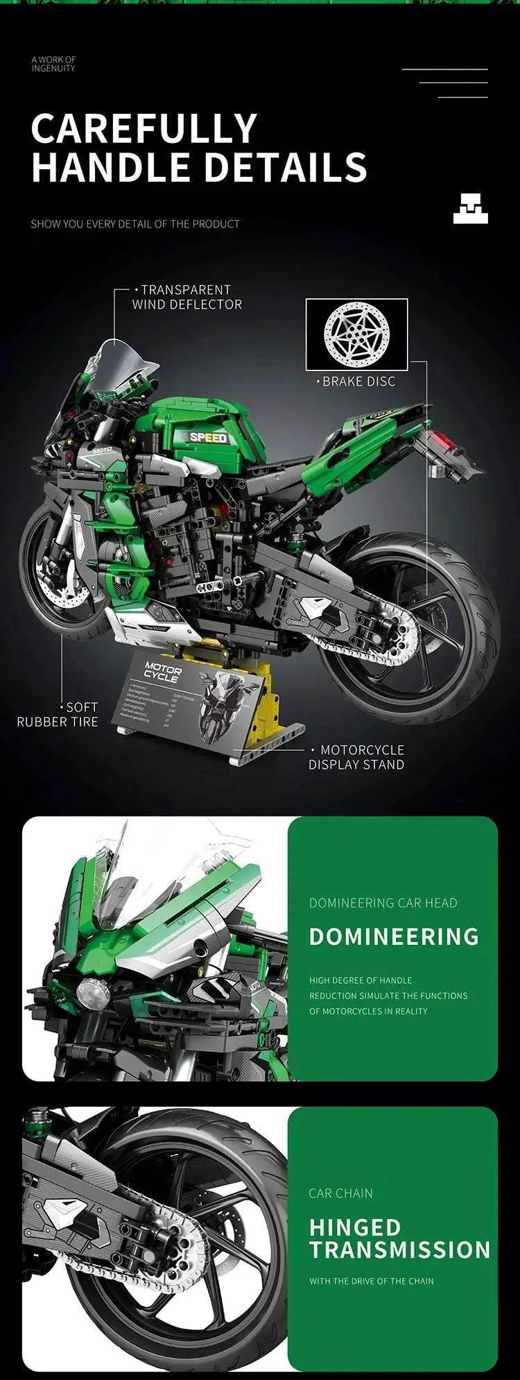  MOC 2088PCS H2 SX Motorcycle Building Blocks City Racing Model -  ToylandEU™