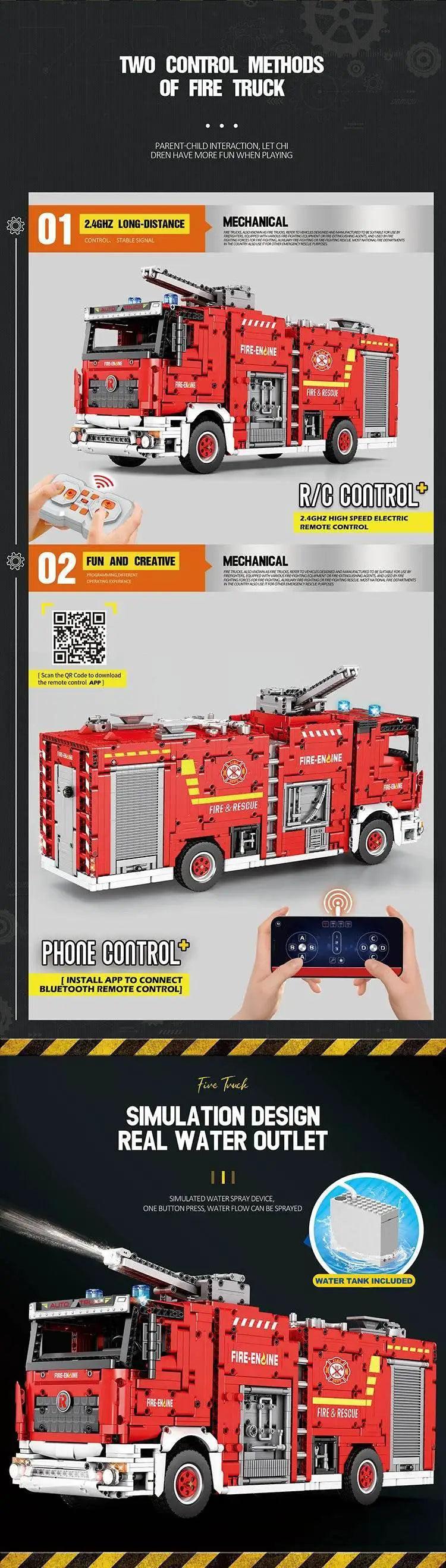  MOC 2692PCS City Water Jet Fire Truck Building Blocks MOC Model -  ToylandEU™