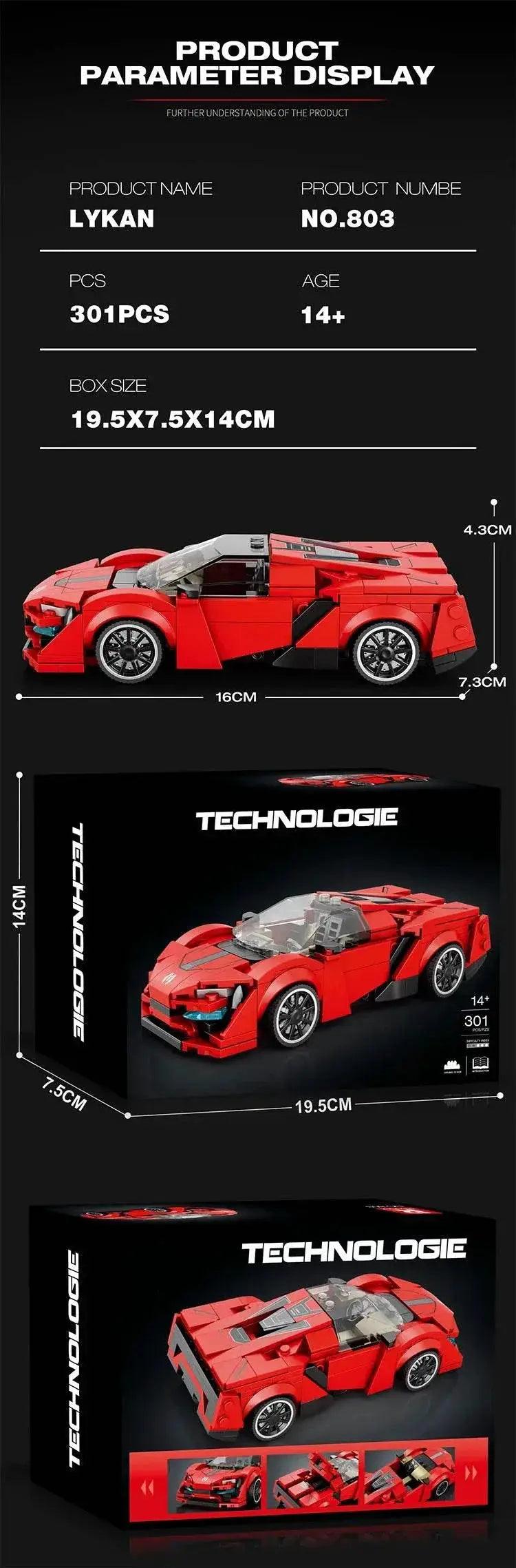  301PCS Red Sports Car Building Block Creative Vehicle Model -  ToylandEU™