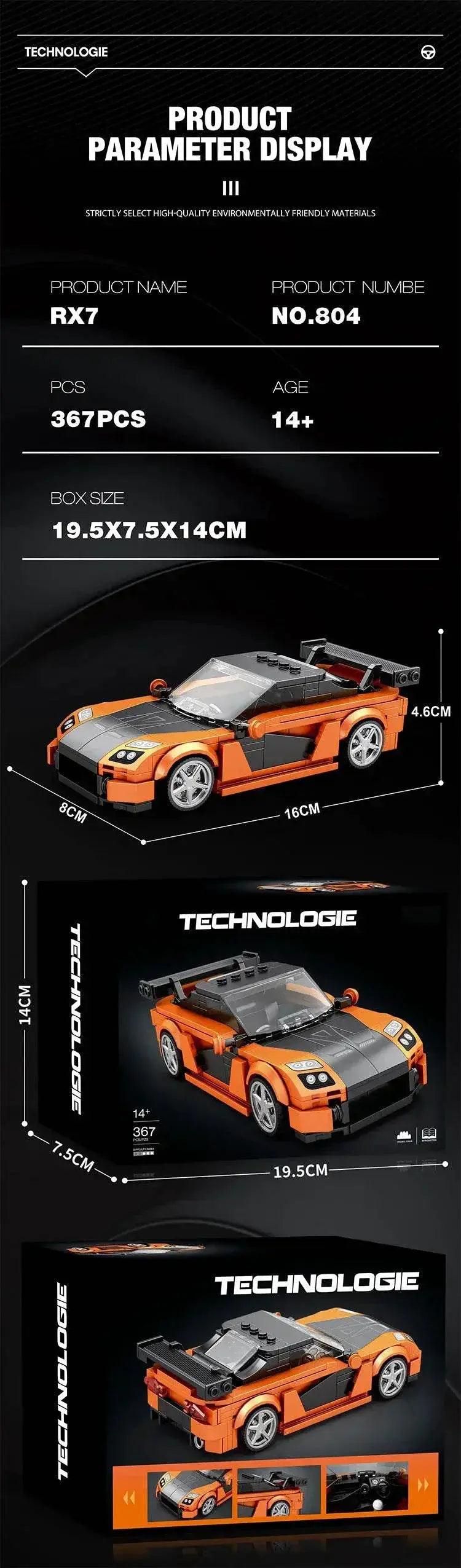  367PCS RX7 Sports Car Building Block Creative City Vehicle -  ToylandEU™