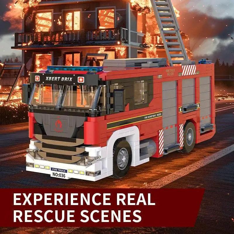  MOC 704PCS Fire Truck Building Blocks City Rescue Vehicle Model -  ToylandEU™