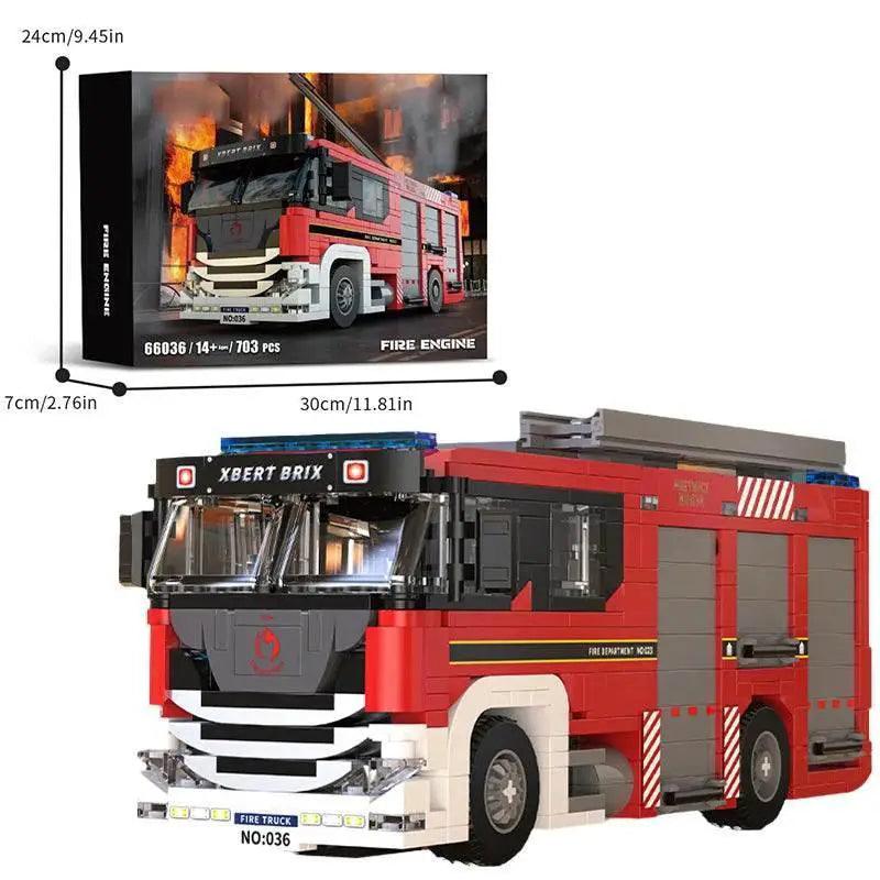  MOC 704PCS Fire Truck Building Blocks City Rescue Vehicle Model -  ToylandEU™