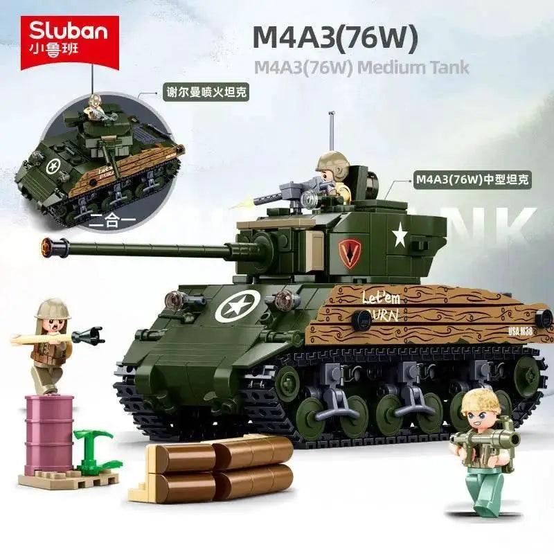  MOC Sluban 715PCS M4A3 Medium Tank Model Building Blocks Set -  ToylandEU™