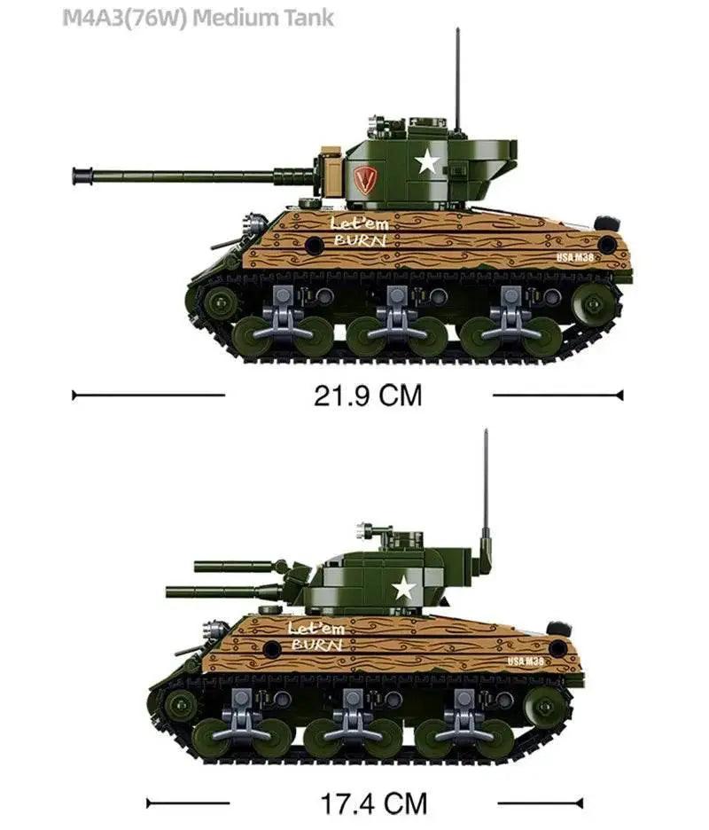  MOC Sluban 715PCS M4A3 Medium Tank Model Building Blocks Set -  ToylandEU™