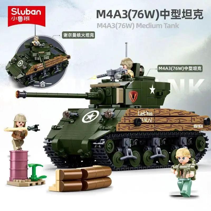  MOC Sluban 715PCS M4A3 Medium Tank Model Building Blocks Set -  ToylandEU™
