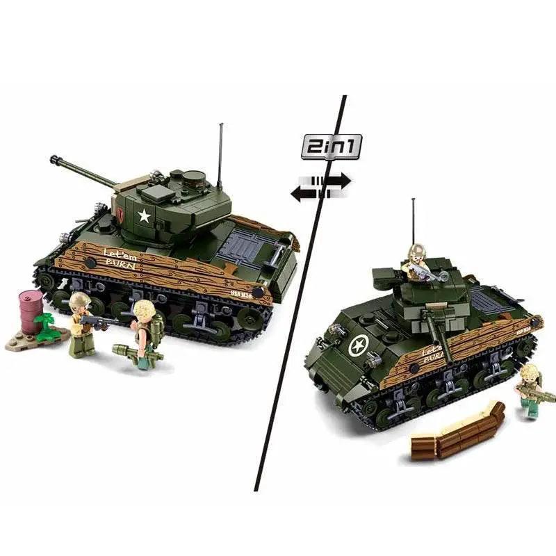  MOC Sluban 715PCS M4A3 Medium Tank Model Building Blocks Set -  ToylandEU™
