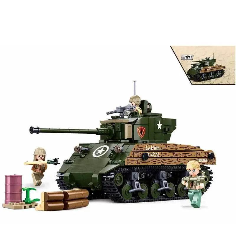  MOC Sluban 715PCS M4A3 Medium Tank Model Building Blocks Set -  ToylandEU™