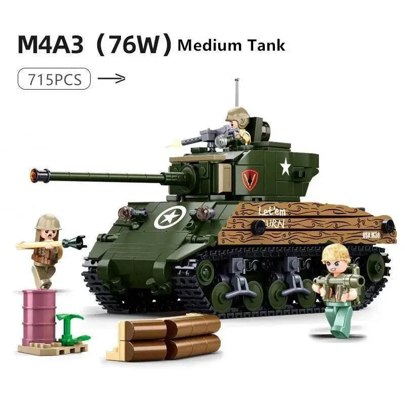  MOC Sluban 715PCS M4A3 Medium Tank Model Building Blocks Set -  ToylandEU™