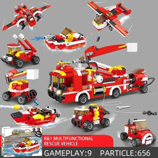  MOC 8 in 1 Fire Truck Building Blocks City Scaling Ladder Toy -  ToylandEU™