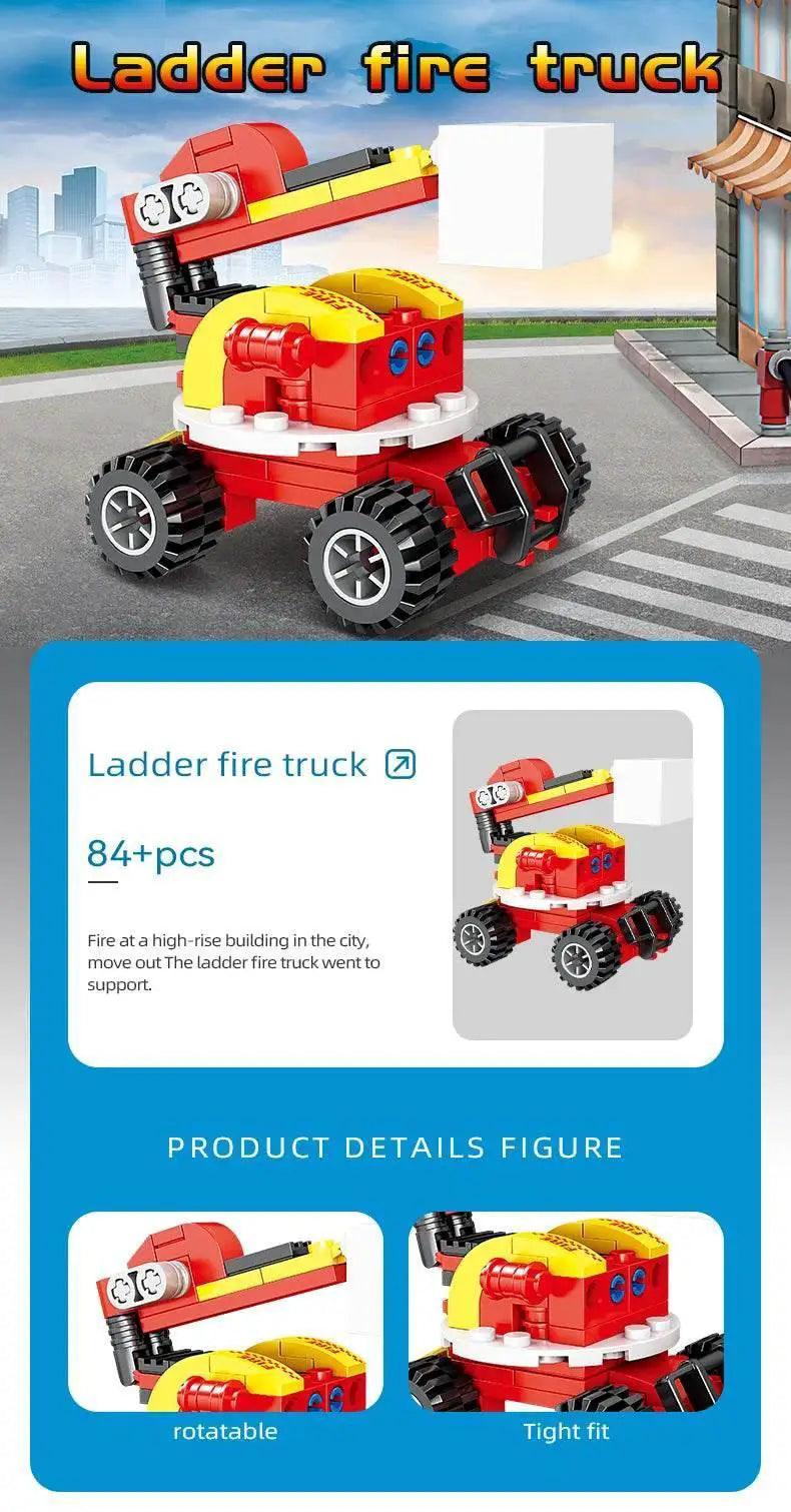  MOC 8 in 1 Fire Truck Building Blocks City Scaling Ladder Toy -  ToylandEU™