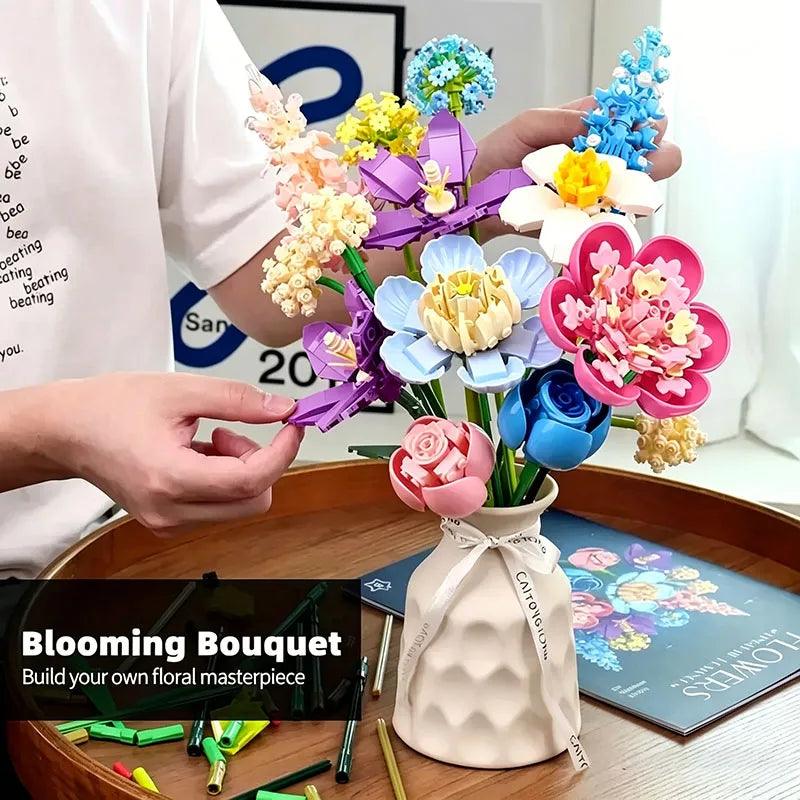 Building Block Set | 865 Piece | Romantic Rose Bouquet | Valentine Gift