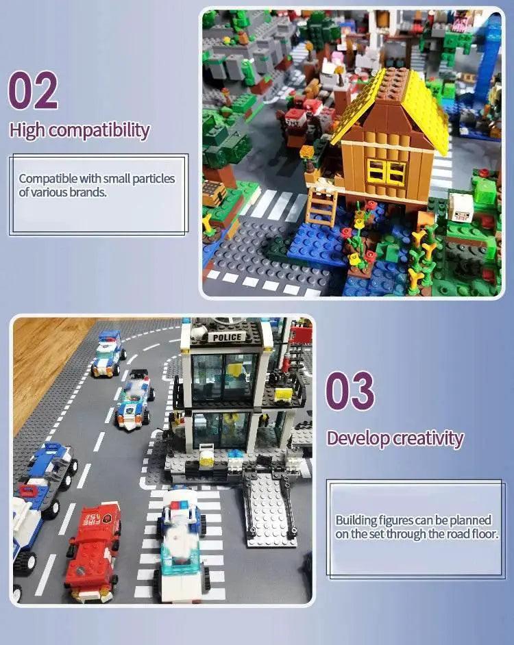  MOC Classic Building Blocks Base Plate City Street View Traffic Road -  ToylandEU™
