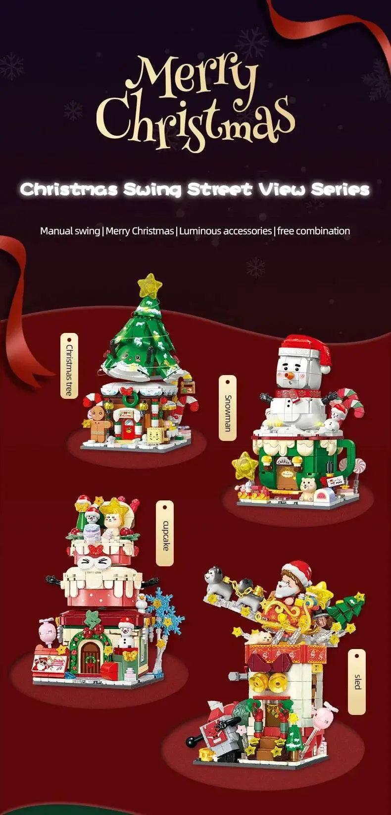  MOC Christmas Swing Street View Series Building Blocks Snowman Sleigh Cupcake Assembly Model Bricks Children's Toys Holiday Gifts -  ToylandEU™