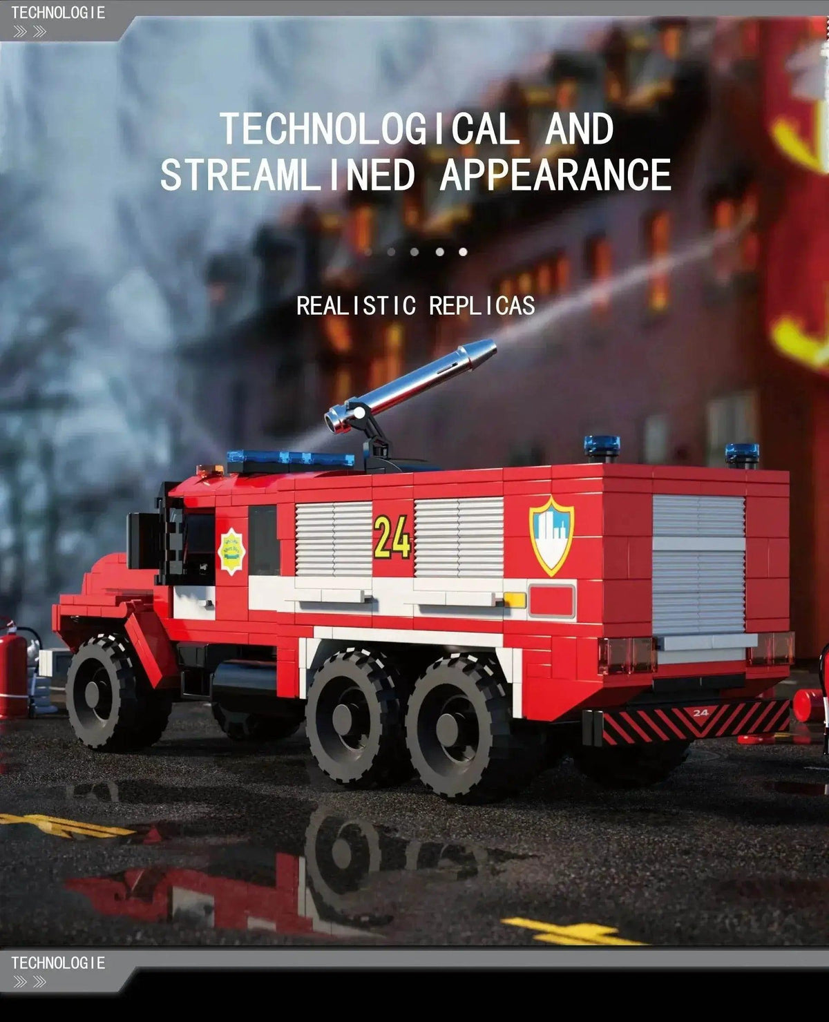  MOC 471PCS City Fire Truck Building Blocks Vintage Rescue Car Model -  ToylandEU™