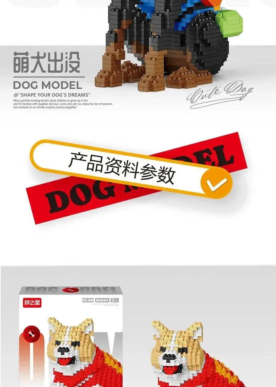  New Dog Model Micro Building Block Toys Set for Kid Boy Girls Adult Beginner Teddy Hughes Corgi Collie Pet Style Bricks -  ToylandEU™