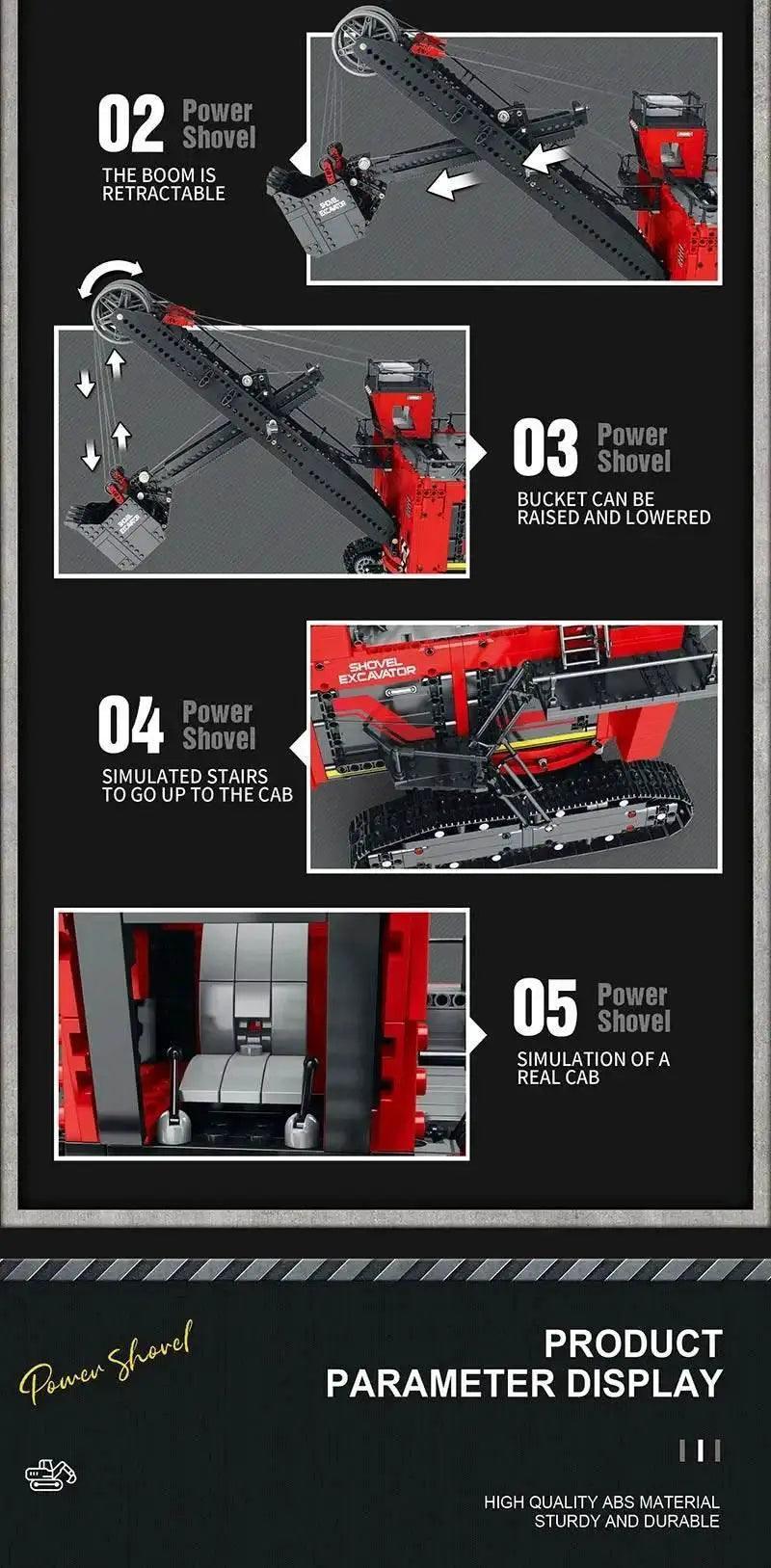  MOC 2968PCS Electric Shovel Excavator Building Blocks RC Control -  ToylandEU™