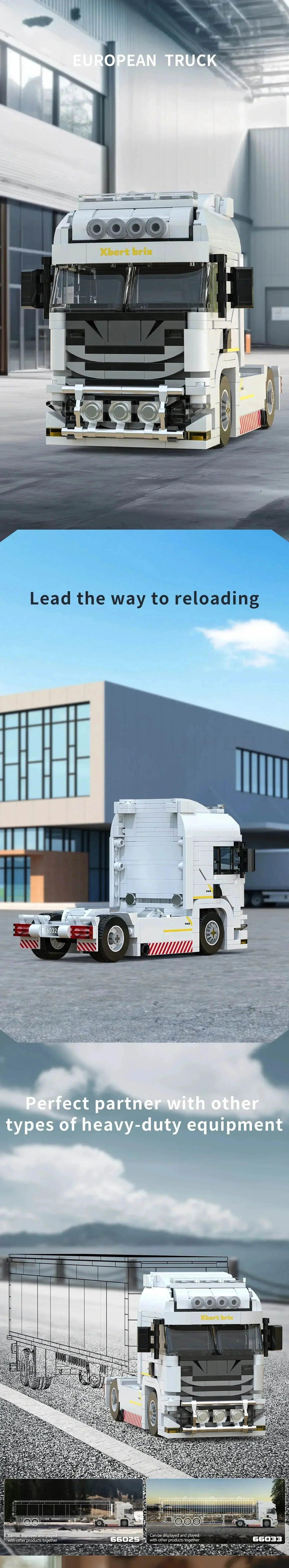  MOC 421PCS European Truck Head Building Blocks Creative Connectable Container Trailer Model Bricks Diy Toys -  ToylandEU™