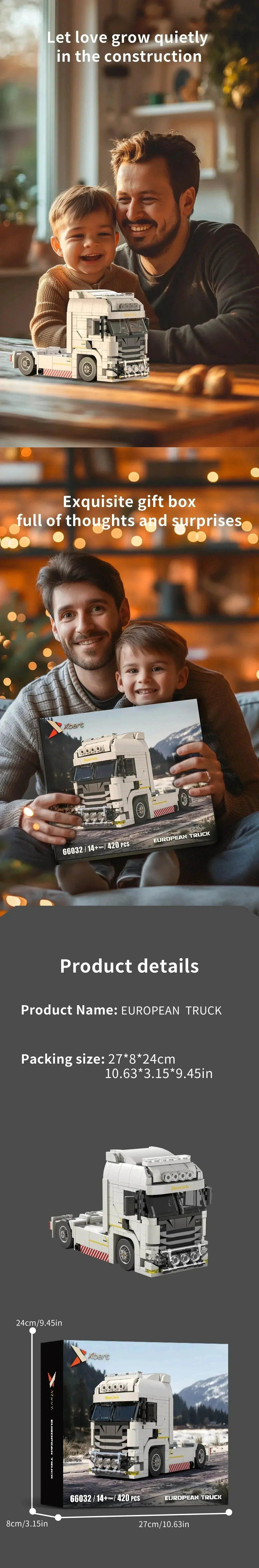  MOC 421PCS European Truck Head Building Blocks Creative Connectable Container Trailer Model Bricks Diy Toys -  ToylandEU™