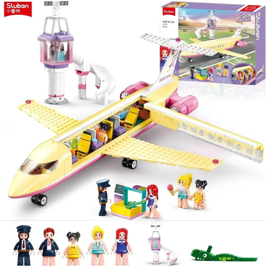 MOC 383PCS Holiday Airplane Building Blocks Dream Pink Plane -  ToylandEU™