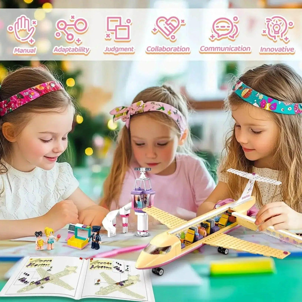  MOC 383PCS Holiday Airplane Building Blocks Dream Pink Plane -  ToylandEU™