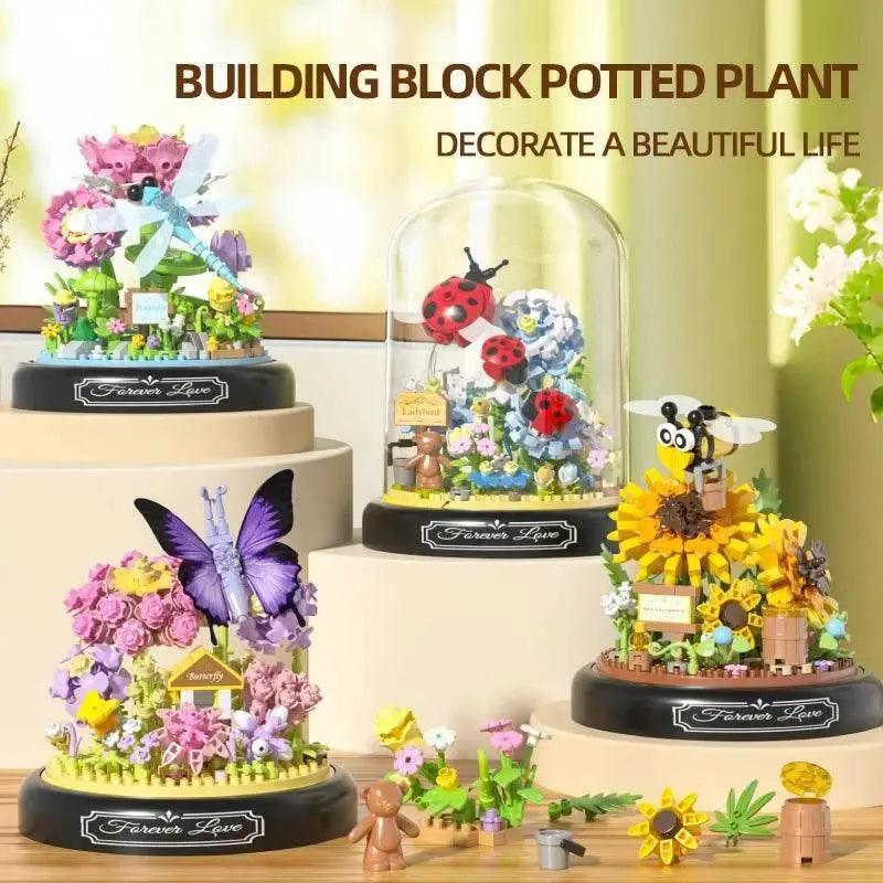  MOC Insect Flower Building Blocks Set Bee Butterfly Potted Model -  ToylandEU™