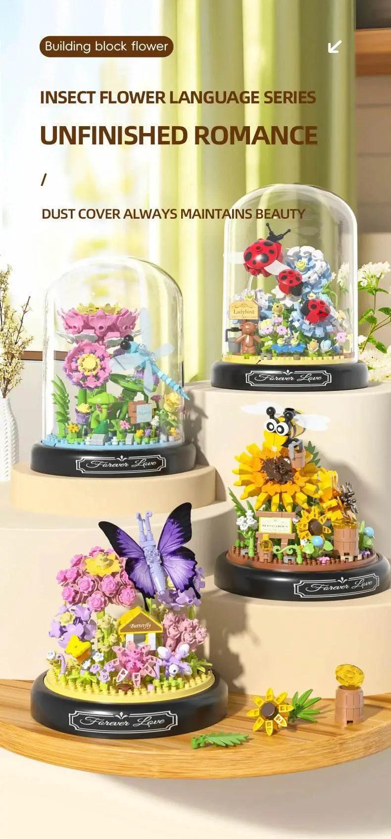  MOC Insect Flower Building Blocks Set Bee Butterfly Potted Model -  ToylandEU™