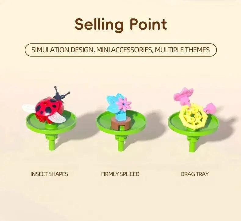 MOC Insect Flower Building Blocks Set Bee Butterfly Potted Model -  ToylandEU™