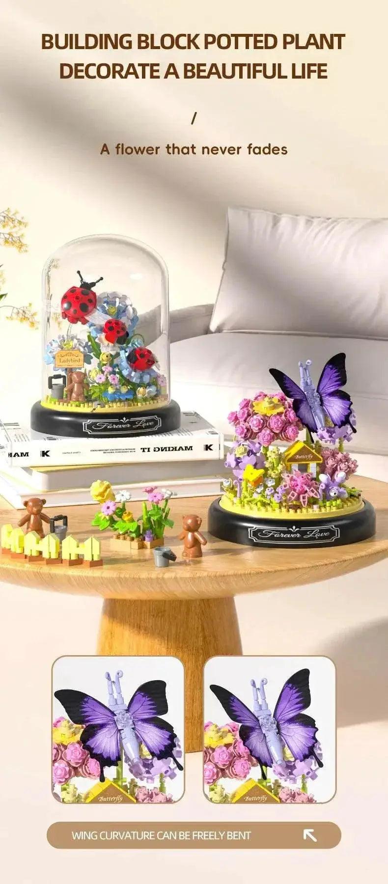  MOC Insect Flower Building Blocks Set Bee Butterfly Potted Model -  ToylandEU™