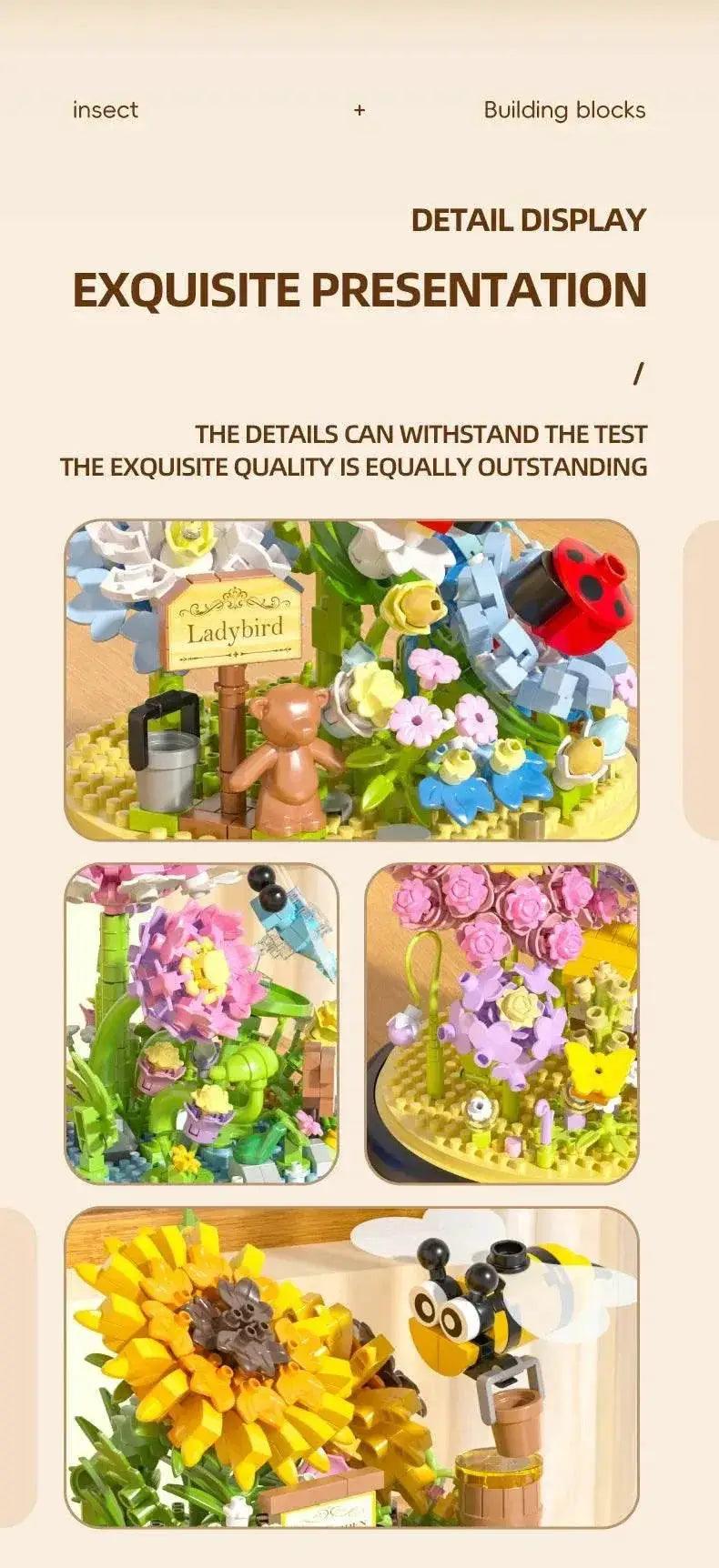  MOC Insect Flower Building Blocks Set Bee Butterfly Potted Model -  ToylandEU™