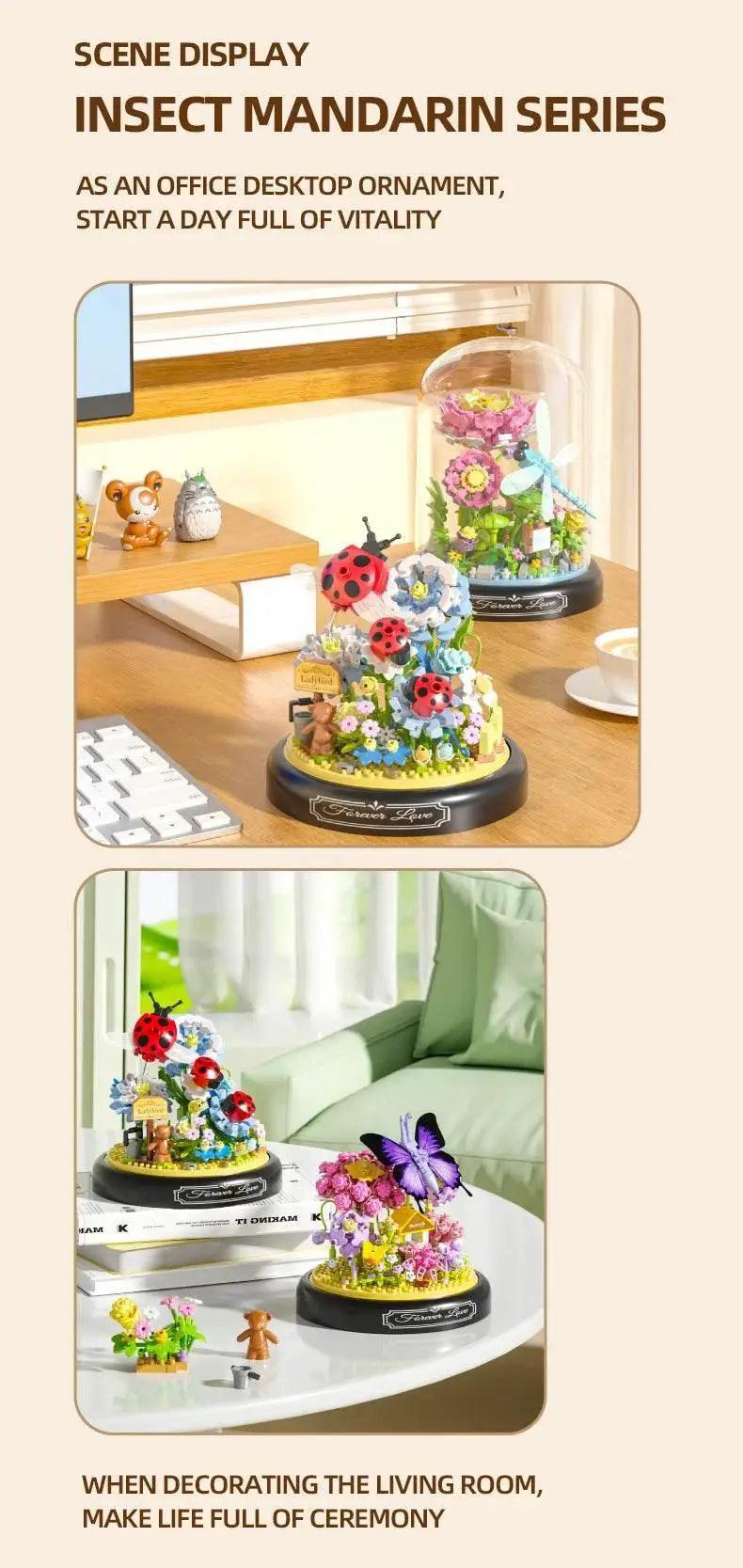  MOC Insect Flower Building Blocks Set Bee Butterfly Potted Model -  ToylandEU™
